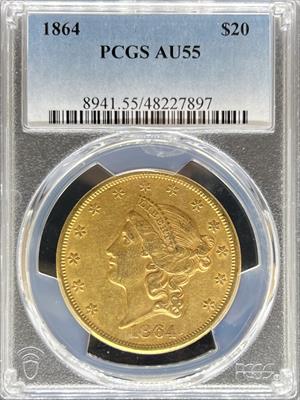 1864 $20 Liberty AU55 PCGS