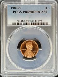 1987-S Lincoln Cent PR69RD DCAM PCGS