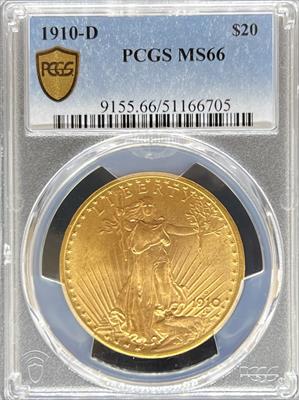 1910-D $20 St Gaudens MS66 PCGS