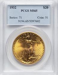 1932 $20 St Gaudens MS65 PCGS