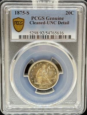 1875-S Twenty Cents UNC Details PCGS
