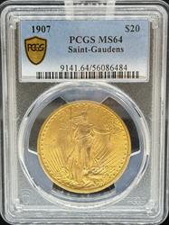 1907 $20 St Gaudens MS64 PCGS