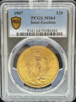 1907 $20 St Gaudens MS64 PCGS