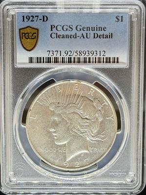1927-D Peace Dollar AU Details PCGS