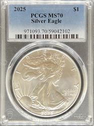2025 Silver Eagle MS70 PCGS