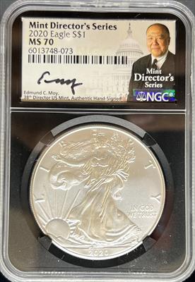 2020 Silver Eagle MS70 NGC Ed Moy Signed Black Core