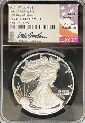 2021-W Silver Eagle T2 First Day Issue PF70UCAM NGC Black Core