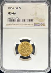 1904 $2.5 Liberty MS66 NGC