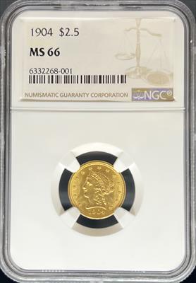 1904 $2.5 Liberty MS66 NGC