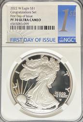 2022-W Silver Eagle PF70UCAM NGC First Day Issue