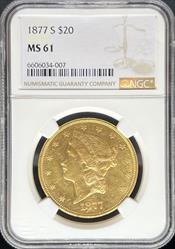 1877-S $20 Liberty MS61 NGC
