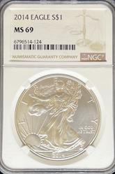 2014 Silver Eagle MS69 NGC