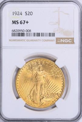 1924 $20 St Gaudens MS67+ NGC