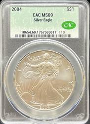 2004 Silver Eagle MS69 CACG