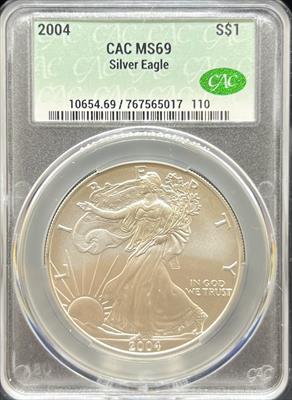 2004 Silver Eagle MS69 CACG