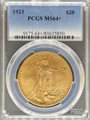1923 $20 St Gaudens MS64+ PCGS