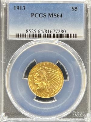 1913 $5 Indian MS64 PCGS