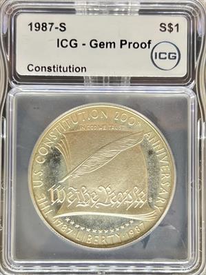 1987-S S$1 U.S. Constitution Gem Proof ICG