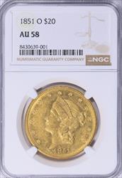 1851-O $20 Liberty AU58 NGC
