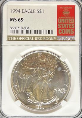 1994 Silver Eagle MS69 NGC