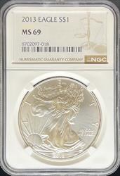 2013 Silver Eagle MS69 NGC