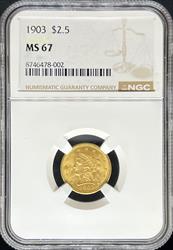 1903 $2.5 Liberty MS67 NGC