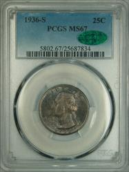 1936-S Washington Quarter MS67 PCGS CAC