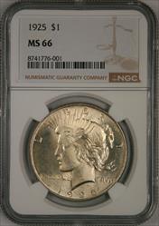 1925 Peace Dollar MS66 NGC