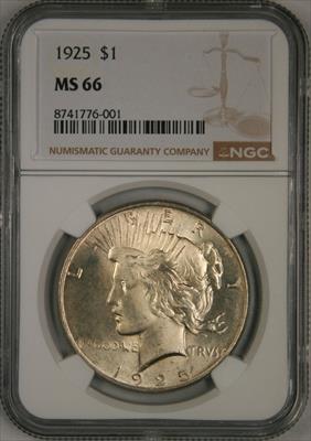 1925 Peace Dollar MS66 NGC