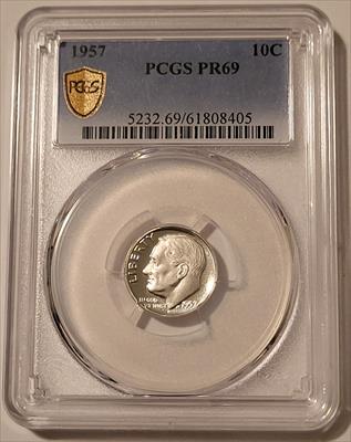 1957 Roosevelt Dime Proof PR69 PCGS GSH