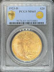 1923-D $20 St Gaudens MS65 PCGS PQ