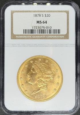 1878-S $20 Liberty MS64 NGC