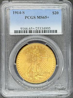1914-S $20 St Gaudens MS65+ PCGS