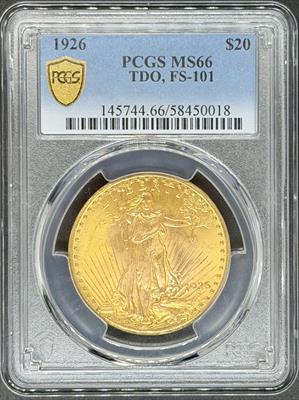 1926 TDO $20 St Gaudens MS66 PCGS FS-101