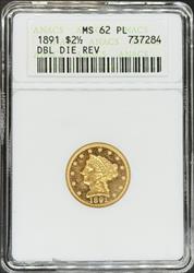 1891 DDR $2.5 Liberty MS62PL ANACS
