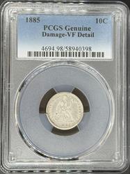 1885 Liberty Seated Dime VF Details PCGS