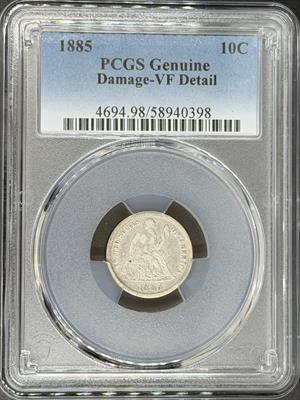 1885 Liberty Seated Dime VF Details PCGS
