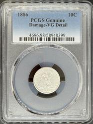 1886 Liberty Seated Dime VG Details PCGS