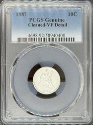 1887 Liberty Seated Dime VF Details PCGS
