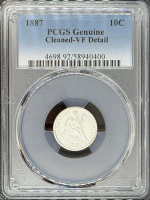 1887 Liberty Seated Dime VF Details PCGS
