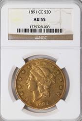 1891-CC $20 Liberty AU55 NGC