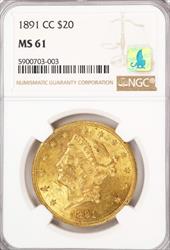 1891-CC $20 Liberty MS61 NGC