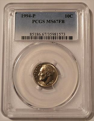 1994 P Roosevelt Dime MS67 FB PCGS