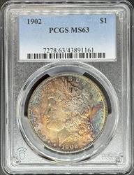 1902 Morgan Dollar MS63 PCGS Toner