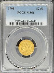 1908 $2.5 Indian MS61 PCGS