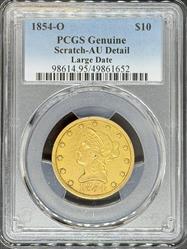 1854-O $10 Liberty AU Details PCGS