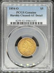 1854-O $5 Liberty AU Details PCGS