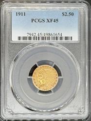 1911 $2.5 Indian XF45 PCGS