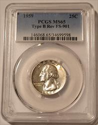1959 Washington Quarter Type B Reverse FS-901 MS65 PCGS Toning