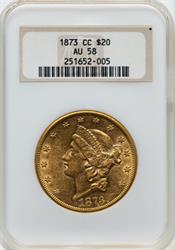1873-CC $20 Liberty AU58 NGC
